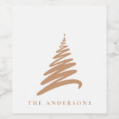 ミニマエレガントリスト名前をカスタムする金ゴールドクリスマスツリー ワインラベル (シングルラベル)