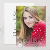 ミニマエレガントリスト型写真卒業パーティー 招待状 (正面/裏面)