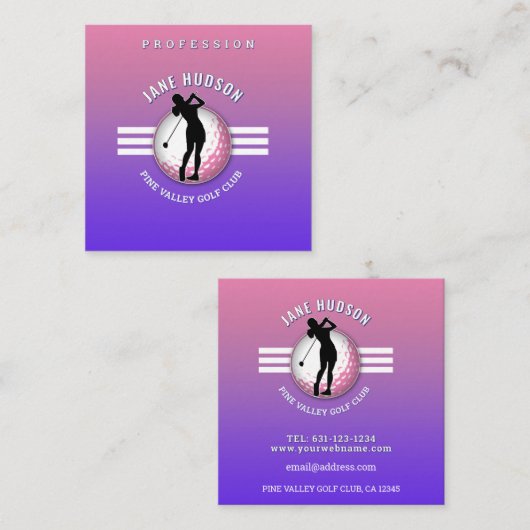 ミニマエレガントリスト女子ゴルファーデザイン スクエア名刺 (正面/裏面)