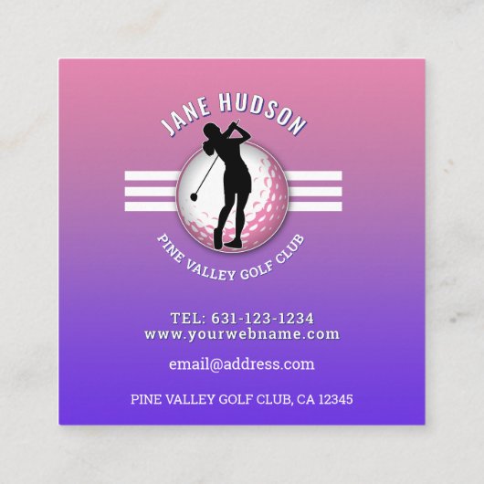 ミニマエレガントリスト女子ゴルファーデザイン スクエア名刺 (裏面)