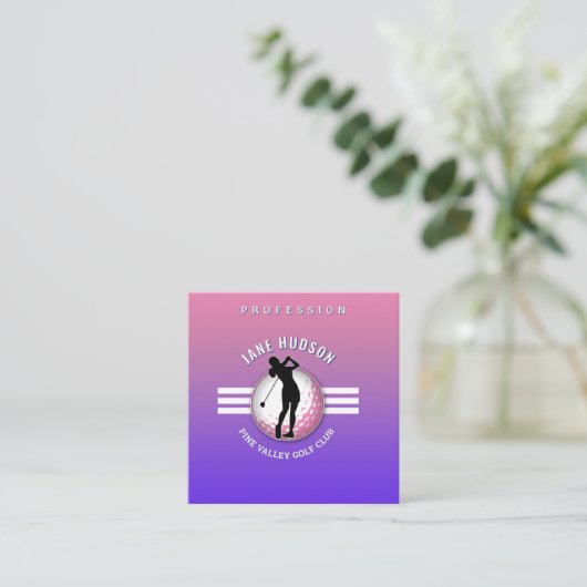 ミニマエレガントリスト女子ゴルファーデザイン スクエア名刺 (スタンド正面)