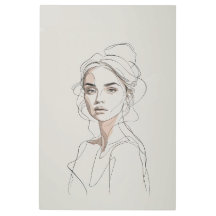 ミニマエレガントリスト女性ポートレートラインアート
