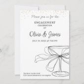 ミニマエレガントリスト婚約お祝いカード 招待状 (正面)