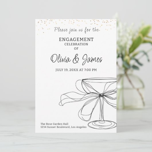 ミニマエレガントリスト婚約お祝いカード 招待状 (スタンド正面)