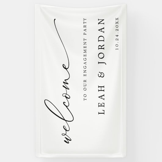ミニマエレガントリスト婚約パーティへようこそ 横断幕 (縦)