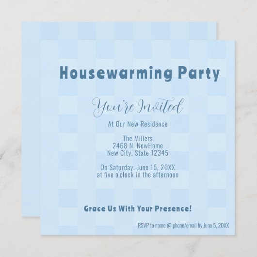 ミニマエレガントリスト引っ越し祝いパーティーパーティの招待状 案内状 (正面/裏面)