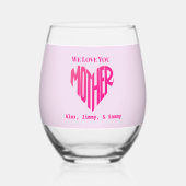 ミニマエレガントリスト我々愛ママ名前をカスタムする ステムなしワイングラス (正面)