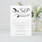 ミニマエレガントリスト手書き結婚式RSVP 出欠カード (スタンド正面)