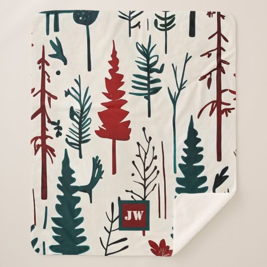 ミニマエレガントリスト抽象芸術林モノグラム シェルパブランケット (正面)