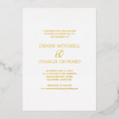 ミニマエレガントリスト書ホワイトフォト結婚ズ 箔招待状 (正面)