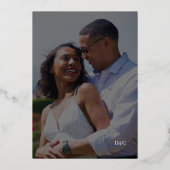 ミニマエレガントリスト書ホワイトフォト結婚ズ 箔招待状 (裏面)