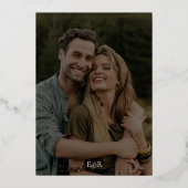 ミニマエレガントリスト書ホワイトフォト結婚ズ 箔招待状 (裏面)