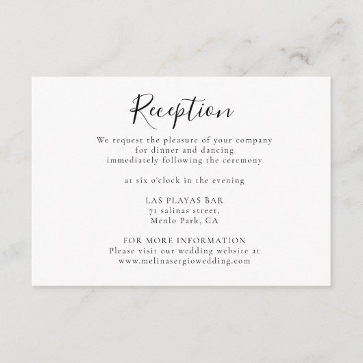 ミニマエレガントリスト書道ウェディングレセプション エンクロージャーカード (正面)