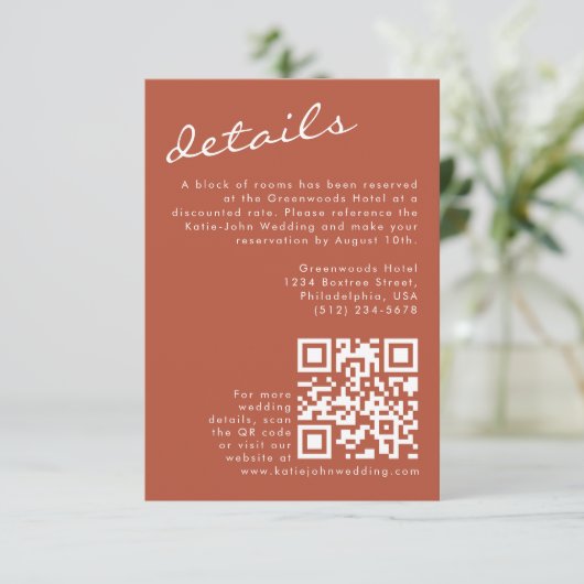 ミニマエレガントリスト書道テラコッタ結婚ズ エンクロージャーカード (スタンド正面)