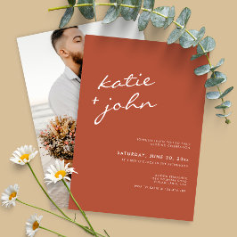 ミニマエレガントリスト書道テラコッタ結婚ズ 招待状