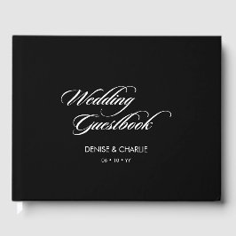 ミニマエレガントリスト書道ブラック結婚ズ ゲストブック