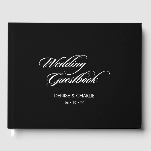 ミニマエレガントリスト書道ブラック結婚ズ ゲストブック (正面)
