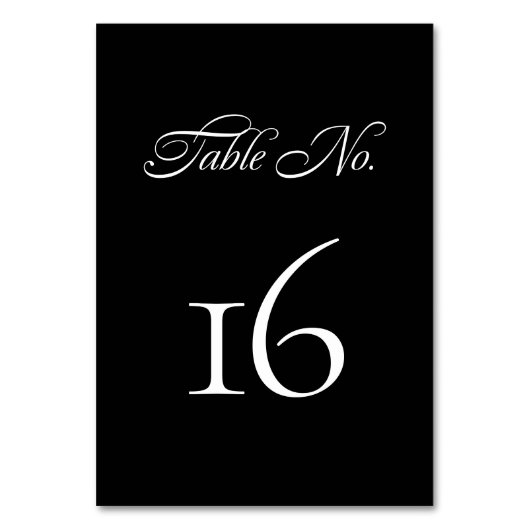 ミニマエレガントリスト書道ブラック結婚ズ テーブルナンバー (正面)
