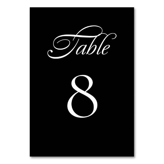 ミニマエレガントリスト書道ブラック結婚ズ テーブルナンバー (正面)