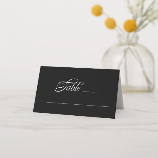 ミニマエレガントリスト書道ブラック結婚ズ プレイスカード (正面)