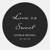 ミニマエレガントリスト書道ブラック結婚ズ ラウンドシール (正面)