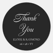 ミニマエレガントリスト書道ブラック結婚ズ ラウンドシール (正面)