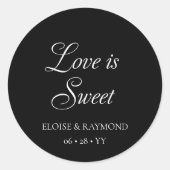 ミニマエレガントリスト書道ブラック結婚ズ ラウンドシール (正面)