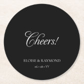 ミニマエレガントリスト書道ブラック結婚ズ ラウンドペーパーコースター (正面)