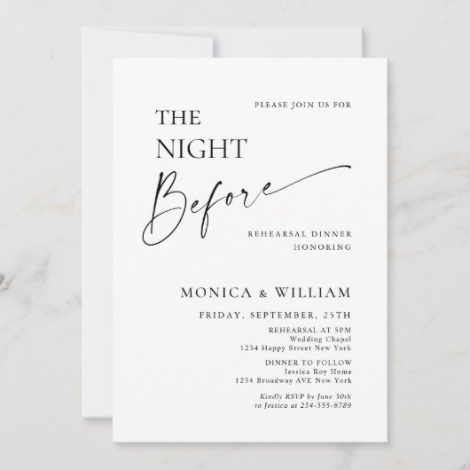 ミニマエレガントリスト書道リハーサルディナー 招待状 (正面)
