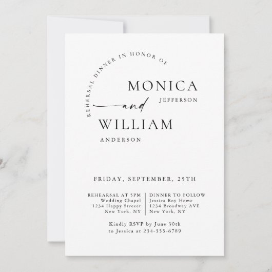 ミニマエレガントリスト書道リハーサルディナー 招待状 (正面)