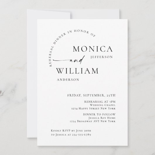 ミニマエレガントリスト書道リハーサルディナー 招待状 (正面)