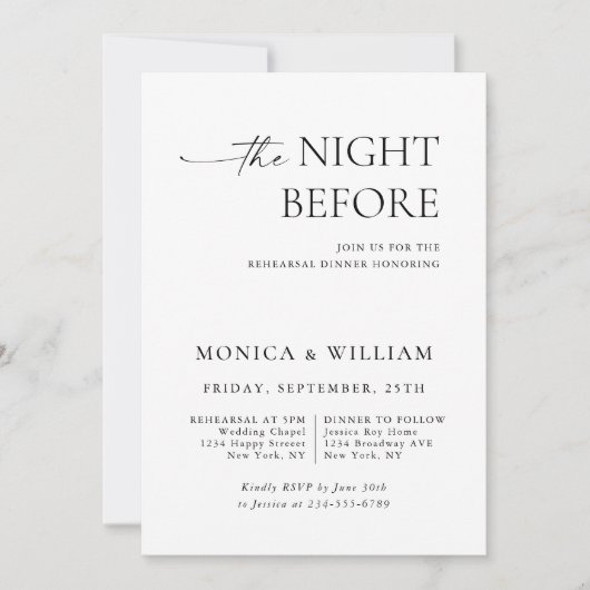 ミニマエレガントリスト書道リハーサルディナー 招待状 (正面)