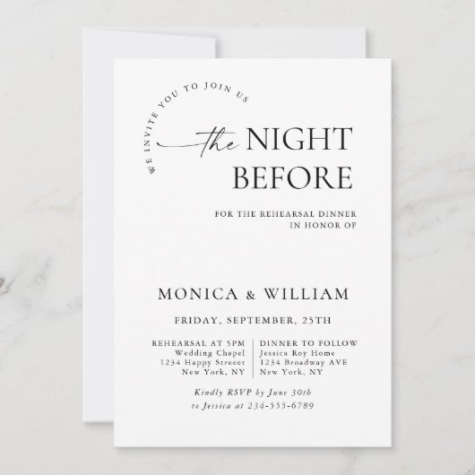 ミニマエレガントリスト書道リハーサルディナー 招待状 (正面)