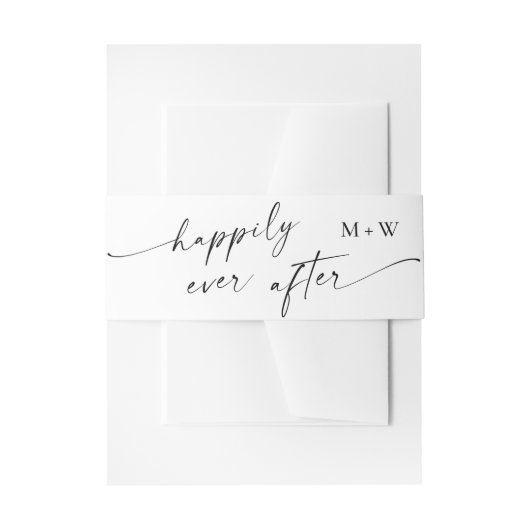 ミニマエレガントリスト書道白黒結婚ズ 招待状ベリーバンド (正面例)