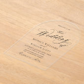 ミニマエレガントリスト書道結婚のQRコード アクリル招待状 (レイダウン)