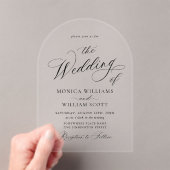 ミニマエレガントリスト書道結婚のQRコード アクリル招待状 (インサイチュ (ポータブル))