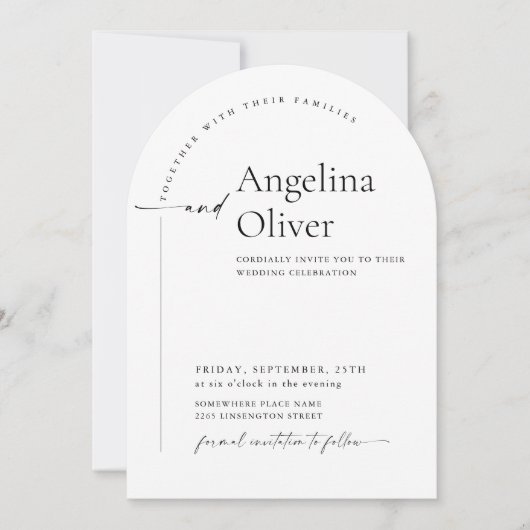 ミニマエレガントリスト書道結婚のQRコード 招待状 (正面)