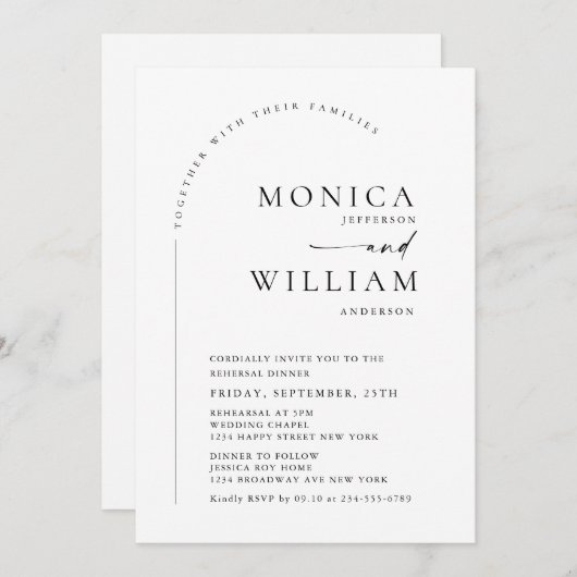 ミニマエレガントリスト書道結婚のQRコード 招待状 (正面/裏面)