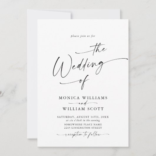 ミニマエレガントリスト書道結婚のQRコード 招待状 (正面)