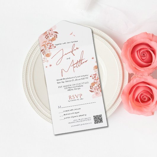 ミニマエレガントリスト書道QRコード オールインワン招待状