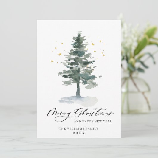 ミニマエレガントリスト松の木クリスマス3写真 シーズンカード (スタンド正面)