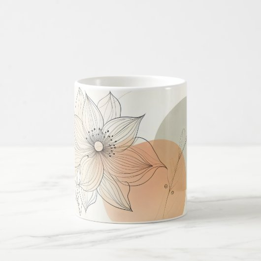 ミニマエレガントリスト植物線芸術フローラ コーヒーマグカップ (中央)