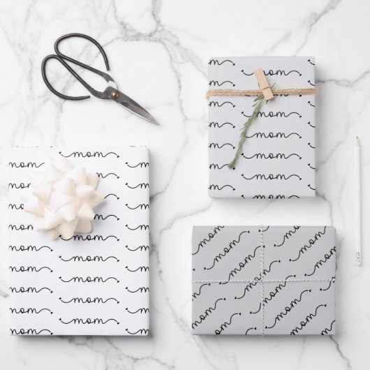 ミニマエレガントリスト母タイポグラフィ母の日 ラッピングペーパーシート (正面)