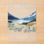 ミニマエレガントリスト水の色の山結婚の数 アクリル招待状 (正面)