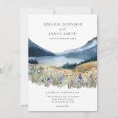 ミニマエレガントリスト水の色の山結婚の数 招待状 (正面)