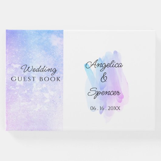 ミニマエレガントリスト水の色の青い紫結婚色 ゲストブック (正面)