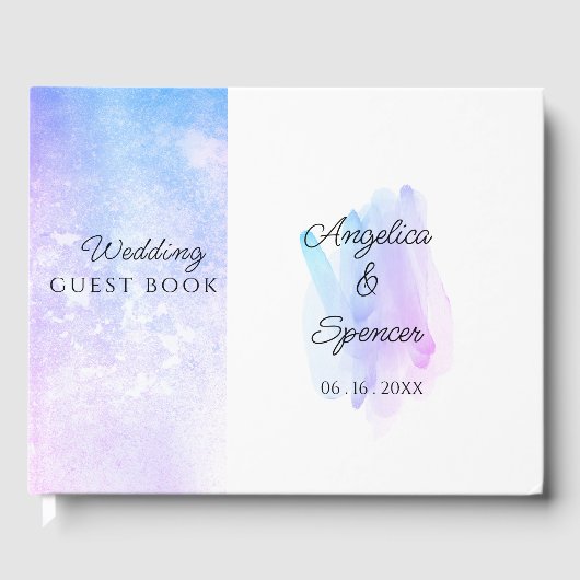 ミニマエレガントリスト水の色の青い紫結婚色 ゲストブック (正面)