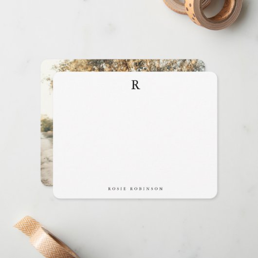 ミニマエレガントリスト洗練されたモノグラム写真 ノートカード (正面/裏面インサイチュ)