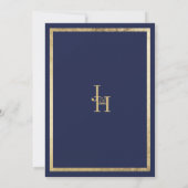 ミニマエレガントリスト海軍の青金ゴールド日付を保存 招待状 (裏面)