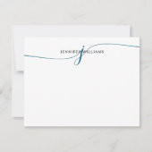 ミニマエレガントリスト海軍ブルースクリプトモノグラム ノートカード (正面)
